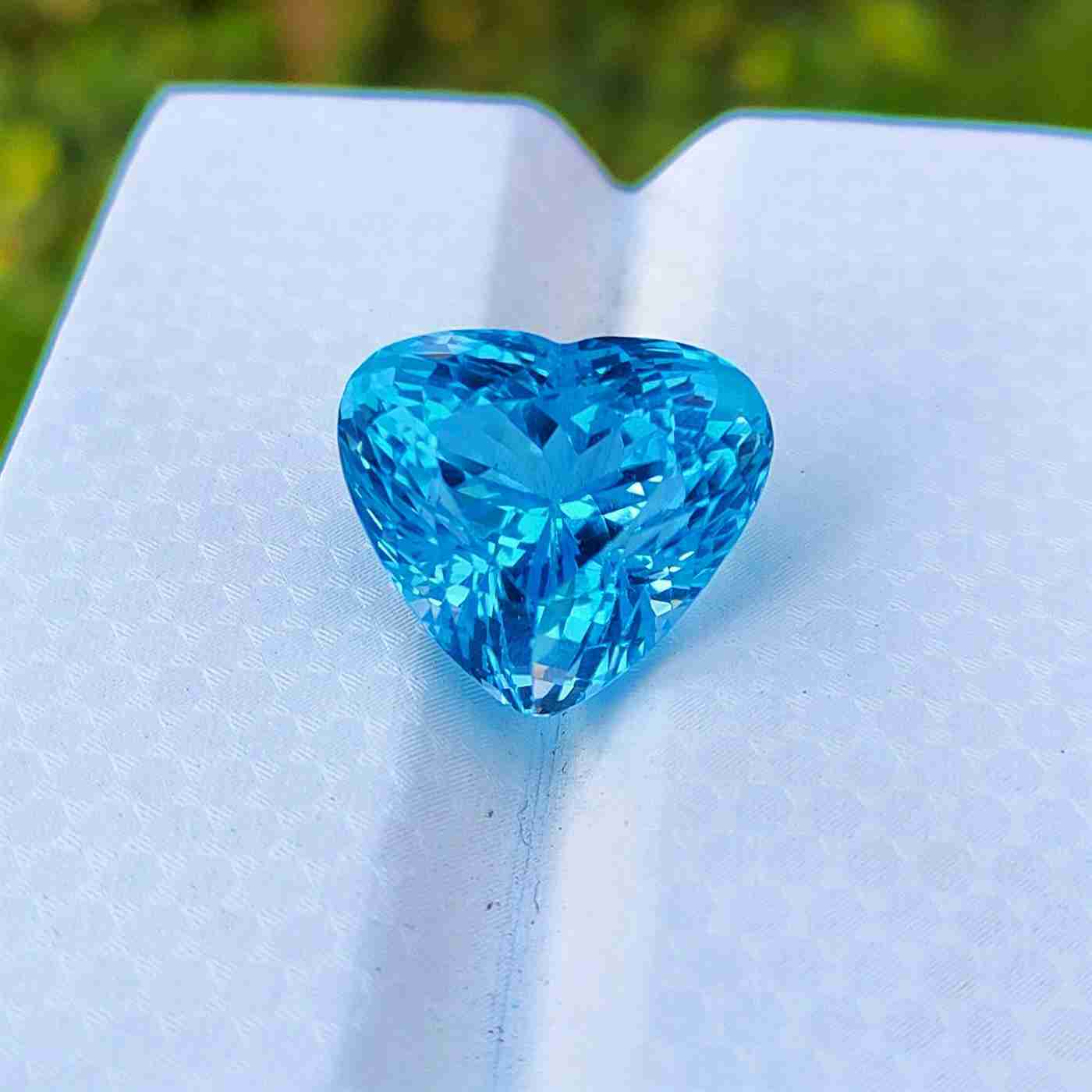 34 Ct Heart Shape Swiss Blue Topaz - Flawless - Lab Certified